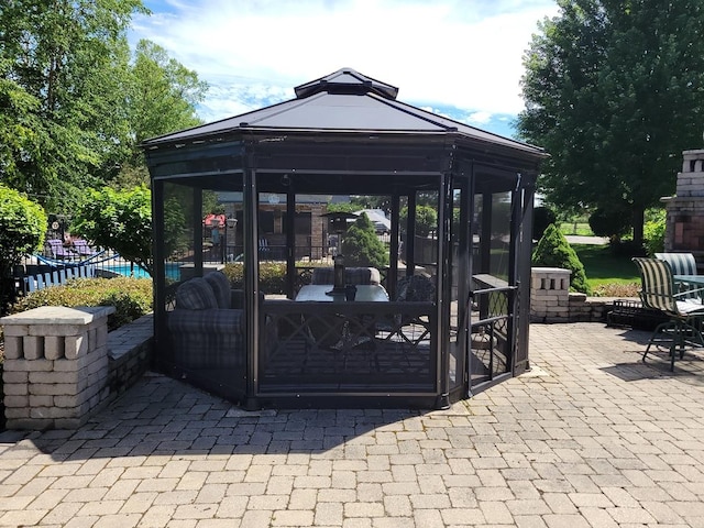 exterior space with a gazebo