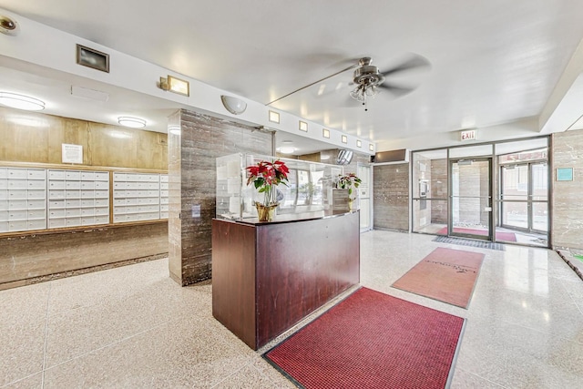 reception area featuring mail boxes