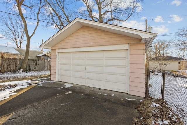 view of snow covered garage