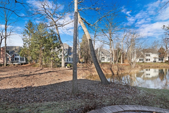 view of yard with a water view