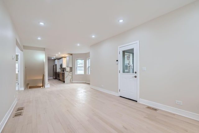 unfurnished living room featuring light hardwood / wood-style flooring