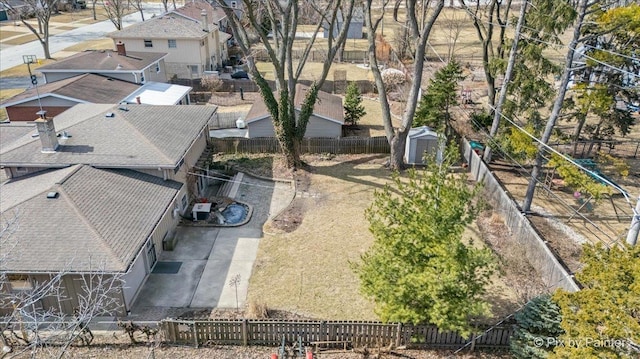 aerial view with a residential view