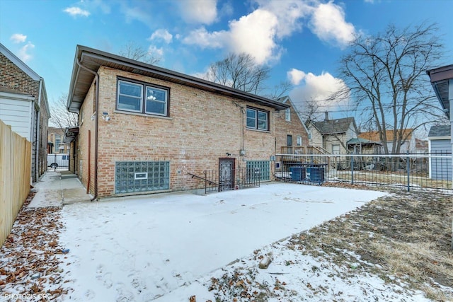 view of snow covered property