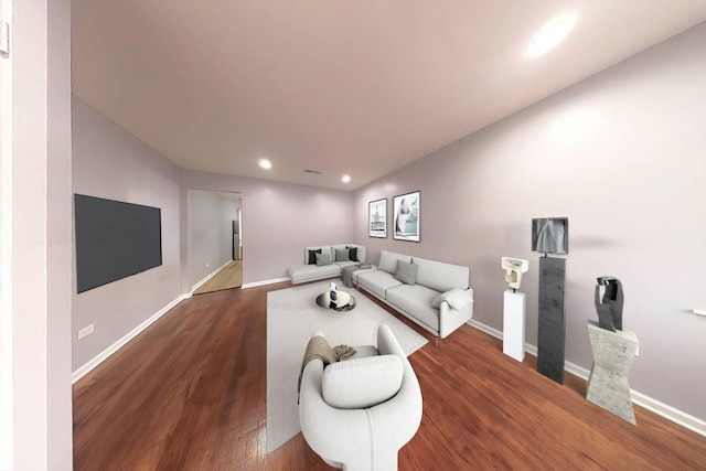 living room featuring dark hardwood / wood-style floors