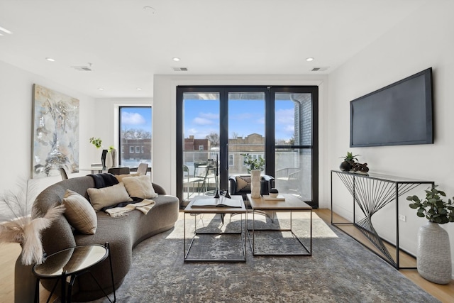 living room featuring light hardwood / wood-style floors