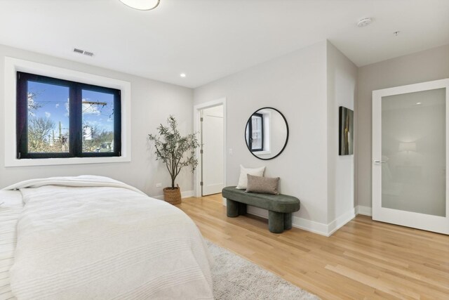 bedroom featuring light hardwood / wood-style flooring