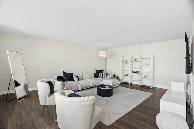 living room featuring dark hardwood / wood-style flooring