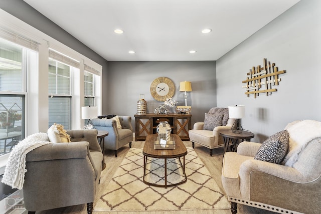 sitting room with hardwood / wood-style floors