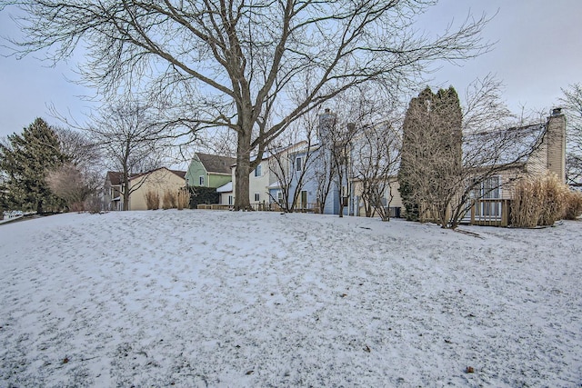 view of yard covered in snow