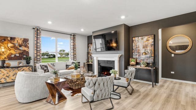 living room with light hardwood / wood-style flooring