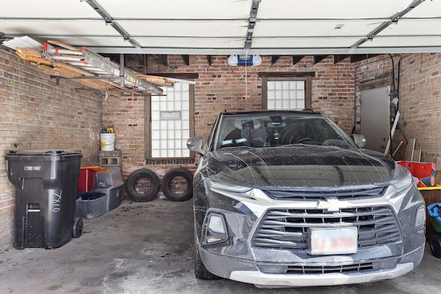 garage with a garage door opener