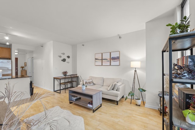 living room with light wood-type flooring