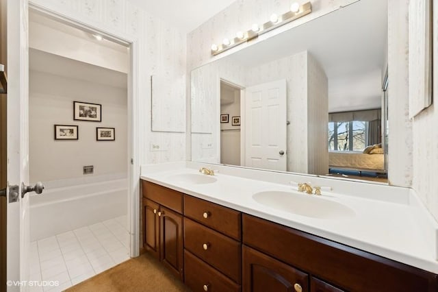 bathroom featuring vanity and tile patterned floors