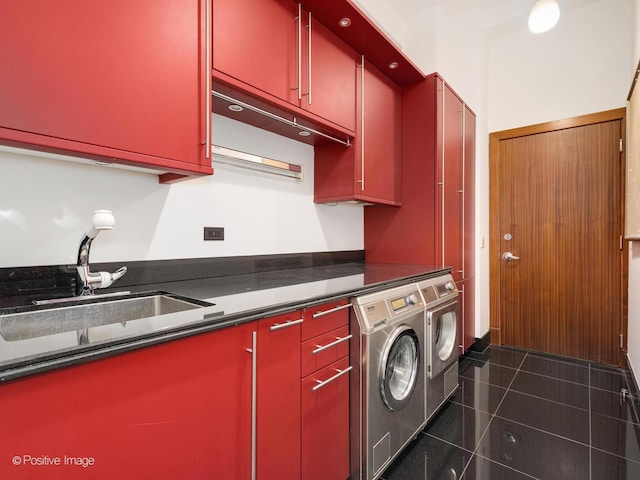 kitchen with separate washer and dryer and sink