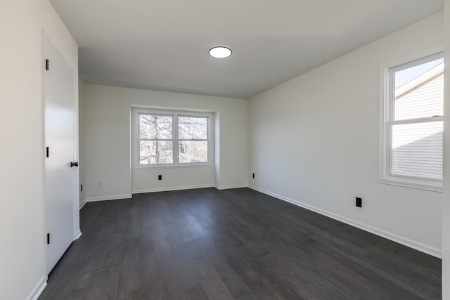 unfurnished room with dark hardwood / wood-style floors