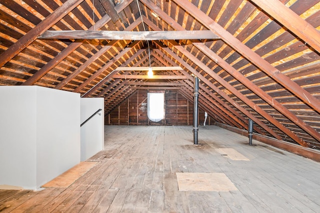 view of unfinished attic