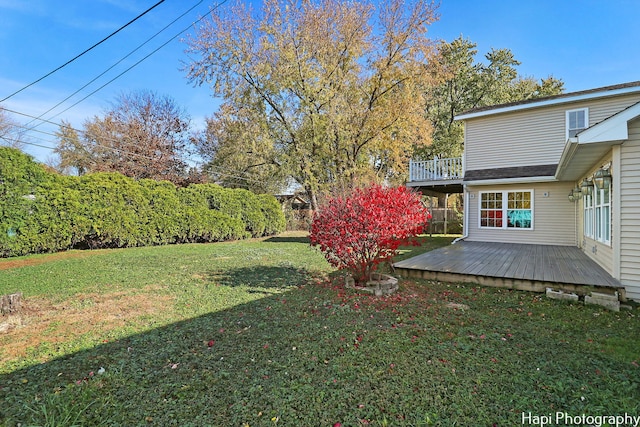 view of yard with a deck