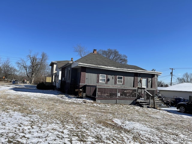 view of front of home with cooling unit