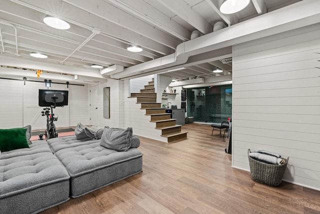 living room with wood-type flooring