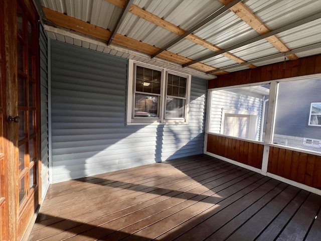 view of unfurnished sunroom