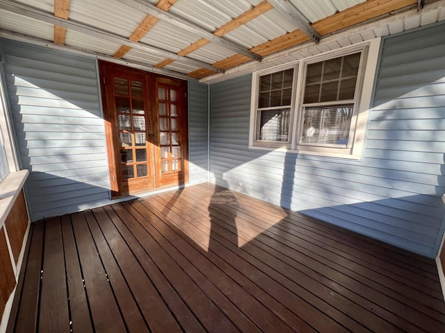 wooden deck with french doors