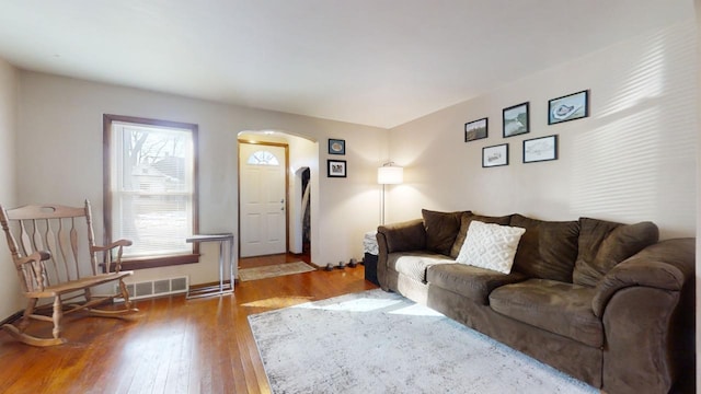 living room featuring wood-type flooring