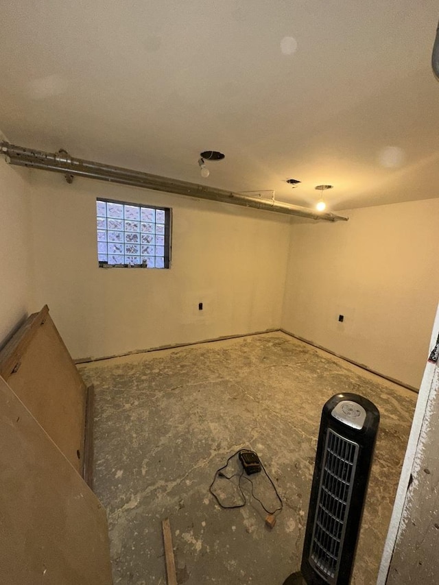 basement featuring heating unit