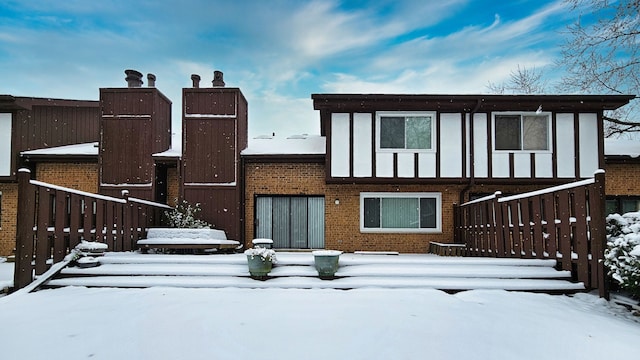 view of snow covered property