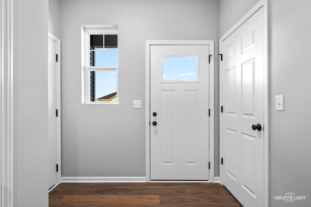 foyer entrance featuring dark hardwood / wood-style flooring