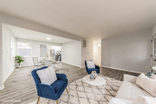 living room with hardwood / wood-style flooring