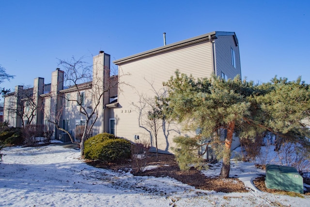 view of snow covered exterior