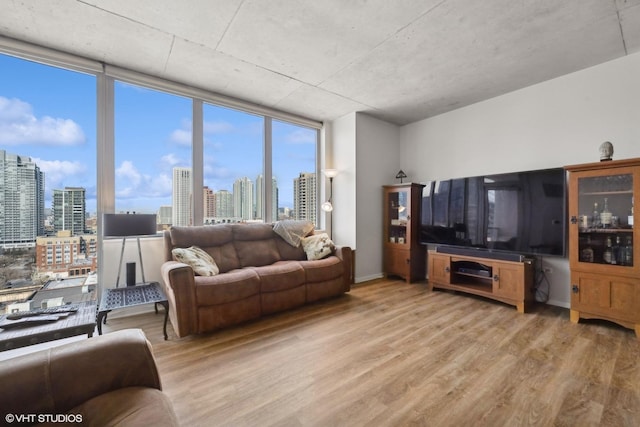 living room featuring light wood-type flooring