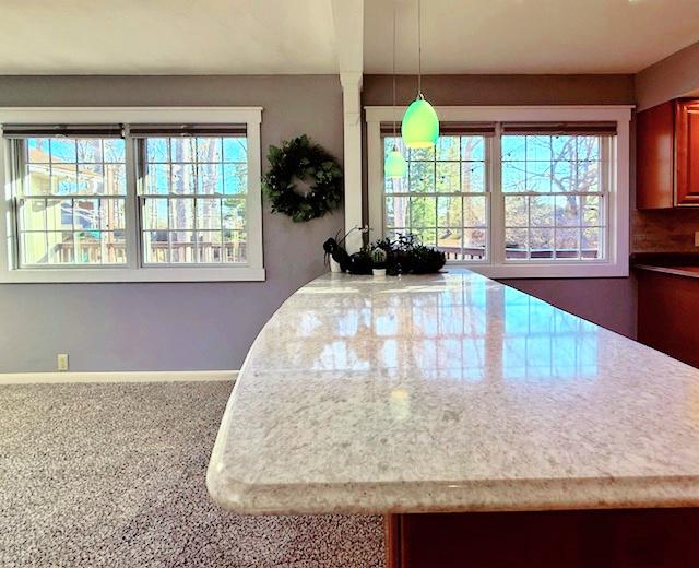 kitchen featuring plenty of natural light and light countertops