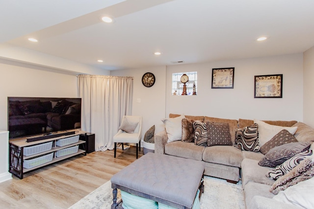 living room with hardwood / wood-style floors