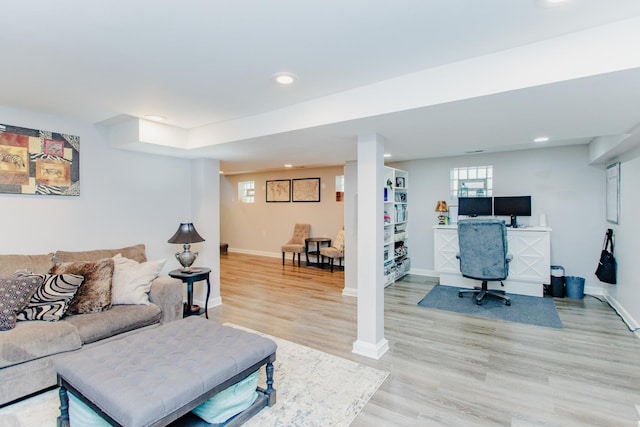 living room featuring wood-type flooring