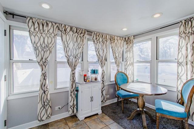 interior space featuring light tile patterned flooring