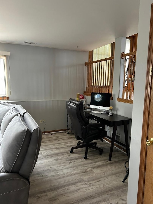 office area featuring light wood-type flooring