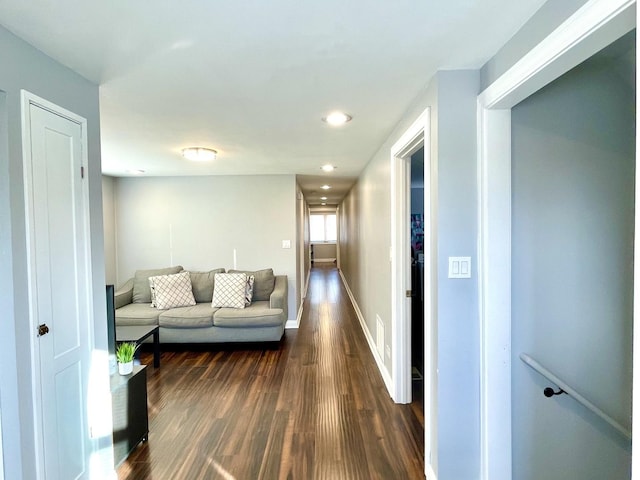 hall featuring dark hardwood / wood-style flooring