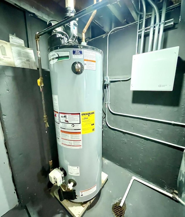 utility room featuring gas water heater