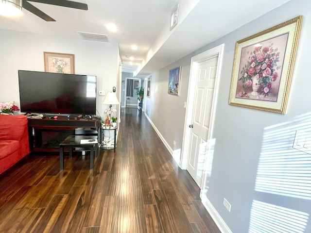 hallway featuring dark hardwood / wood-style floors