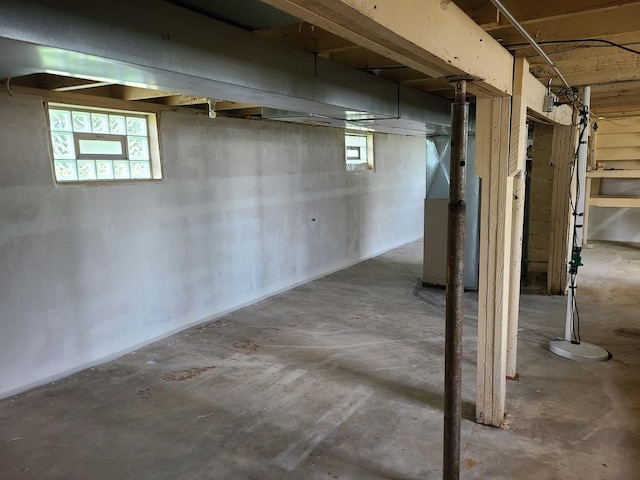 basement with heating unit