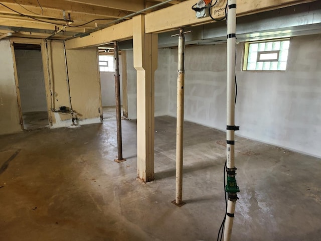 basement featuring plenty of natural light