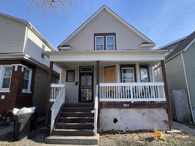 view of front facade featuring covered porch