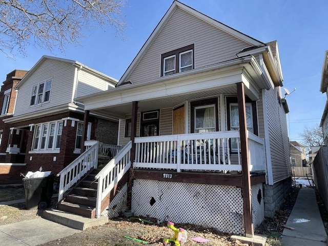 view of front facade featuring covered porch