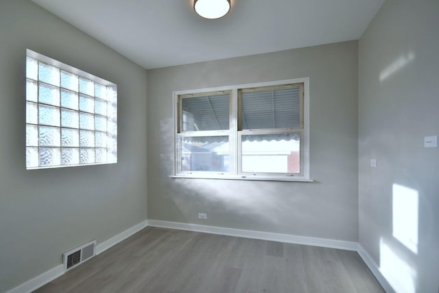 spare room with wood-type flooring