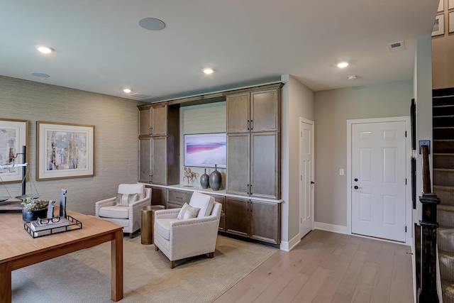 living room featuring light hardwood / wood-style flooring