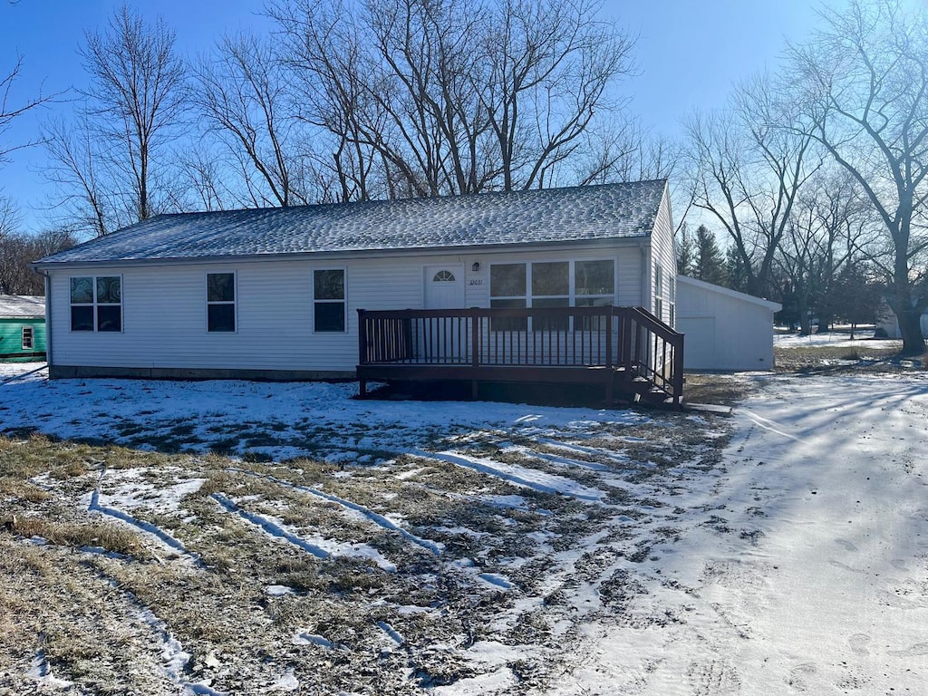 view of front of property with a deck