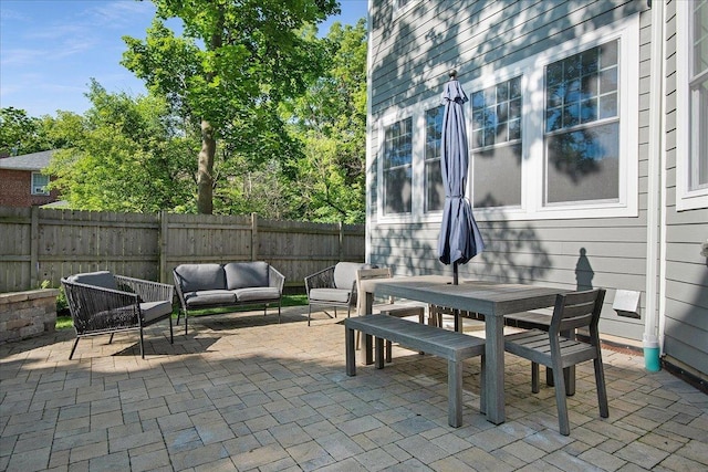 view of patio / terrace featuring an outdoor hangout area