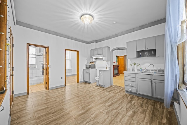 kitchen featuring gray cabinets and sink