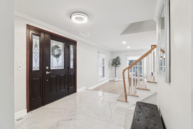 foyer with ornamental molding